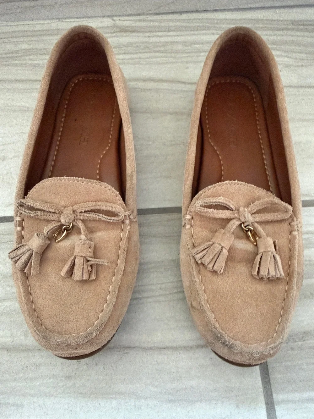 Coach Women's Suede Tassel Loafers in Taupe